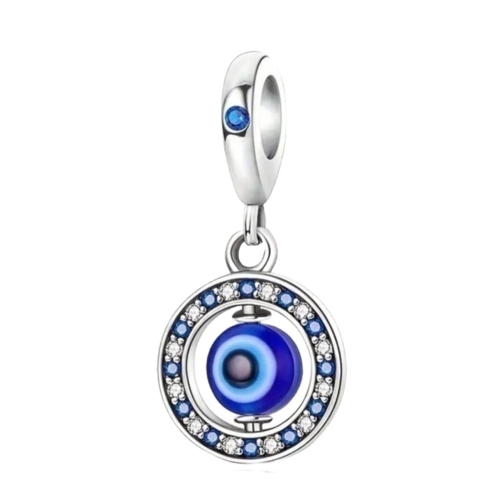 S925 Sterling Silver Rotating Evil Eye Pendant/Charm - NWT